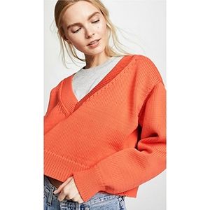 Alexander Wang Mixed Media Layering Crewneck Pullover Knit Sweater